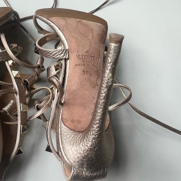 Valentino Rock Stud Leather Lace-Up Gladiator Sandals - Picture 14 of 14